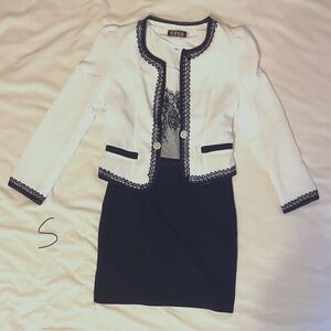 Black/White Mini Dress + White Jacket Small